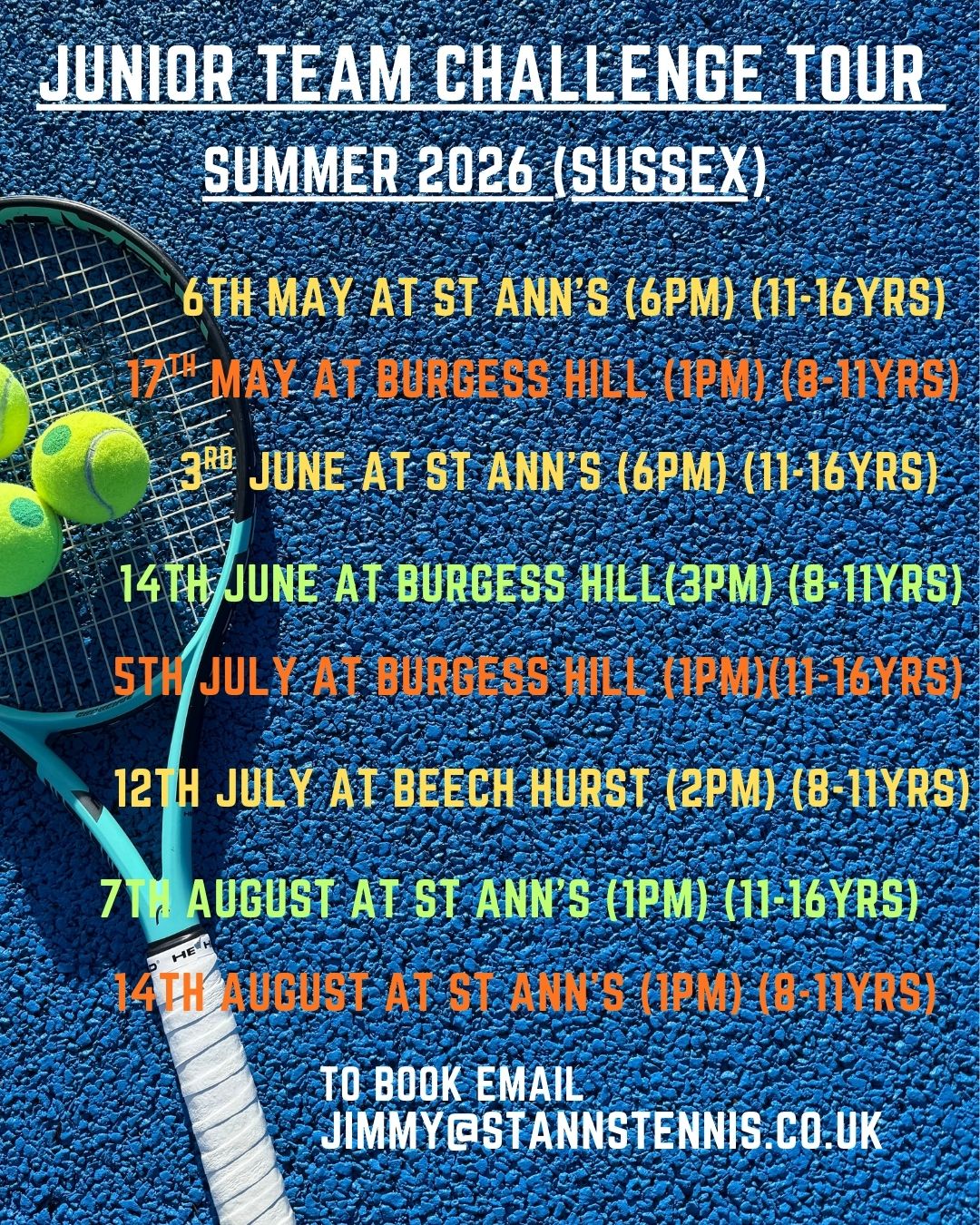 Summer Junior Team Challenge Fixtures